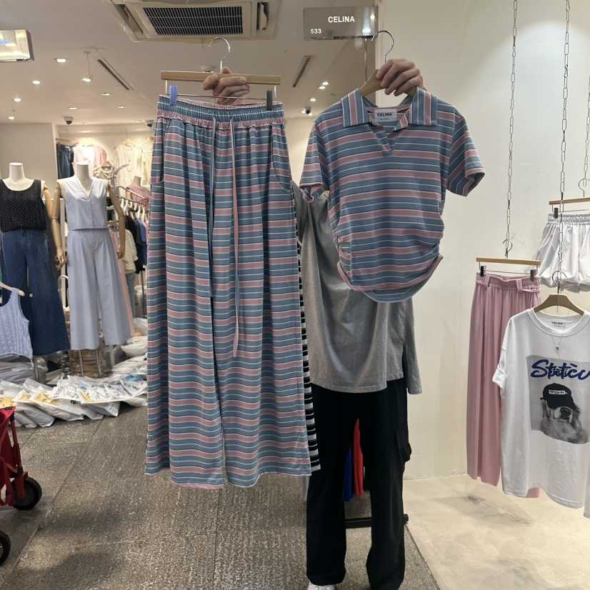 CELINA韓國直郵實拍女士新款26夏季休閑時尚套裝套裝條紋CELI_NA套裝