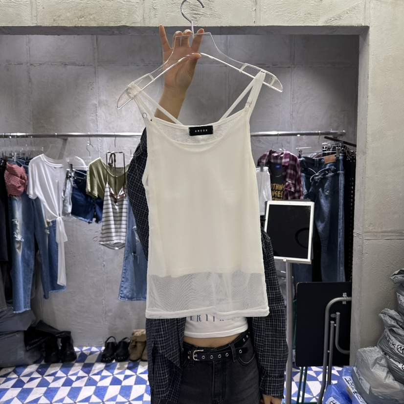 AMOUR韓國直郵女裝新品26夏季時尚吊帶背心假兩件雙層無袖AMOUR吊帶/背心