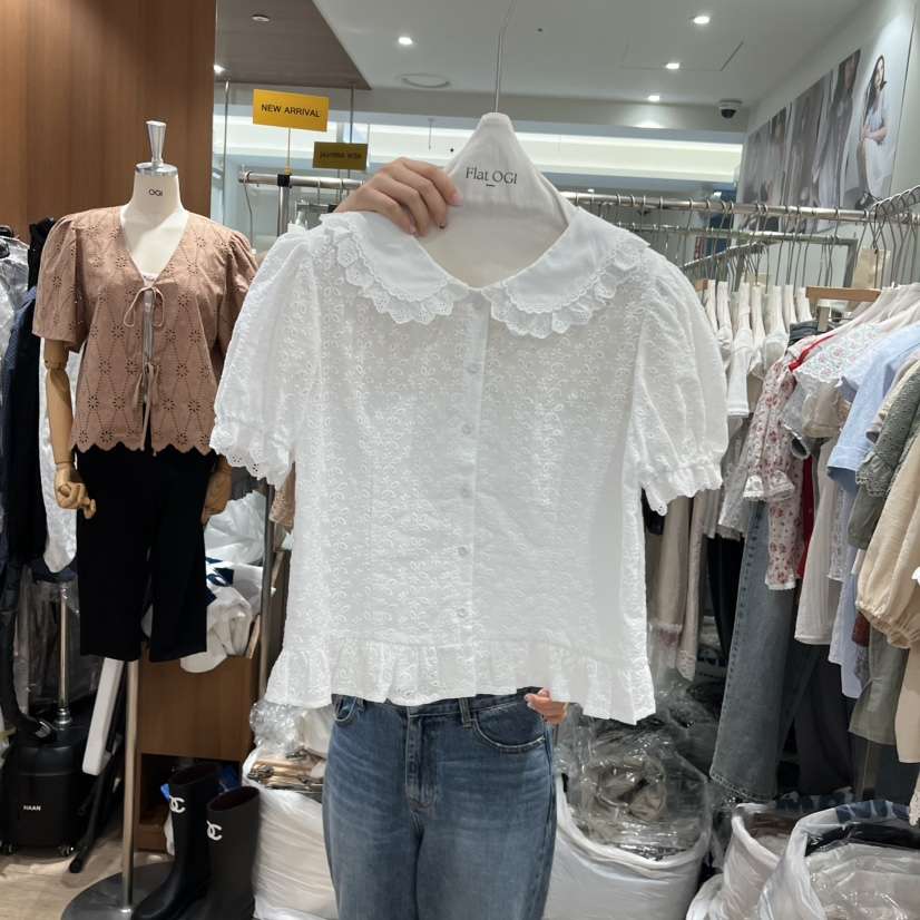 OGI韓國代購女士新款熱賣26夏季人氣休閑時尚推薦襯衫蕾絲衫FLat OGI襯衫/蕾絲衫