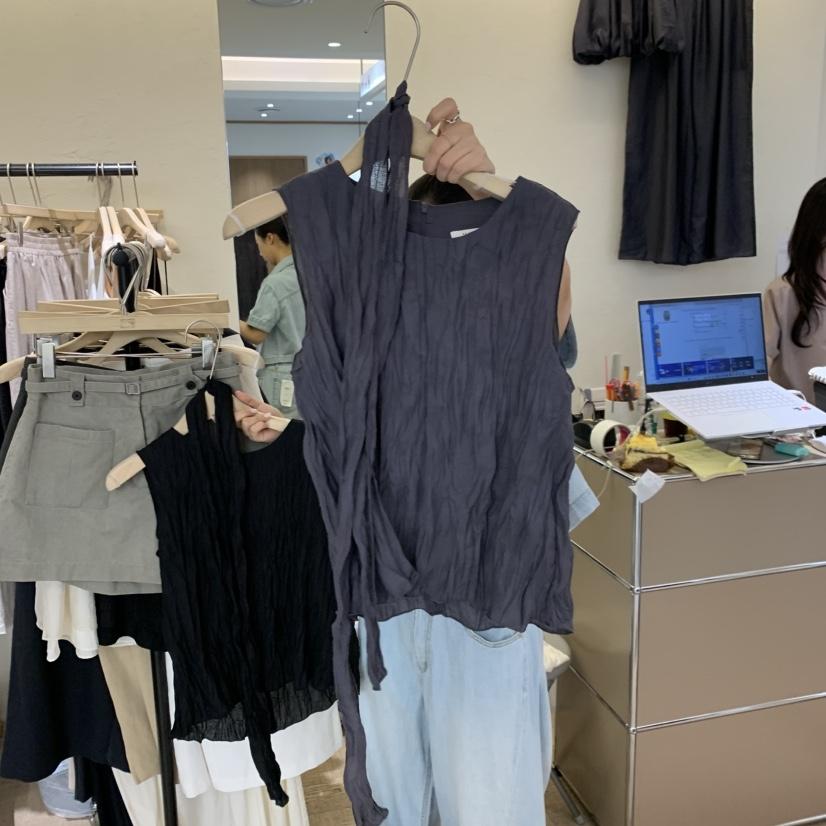 W AND J韓國代購女士新款26春夏人氣吊帶背心含圍巾系帶W AND J吊帶/背心