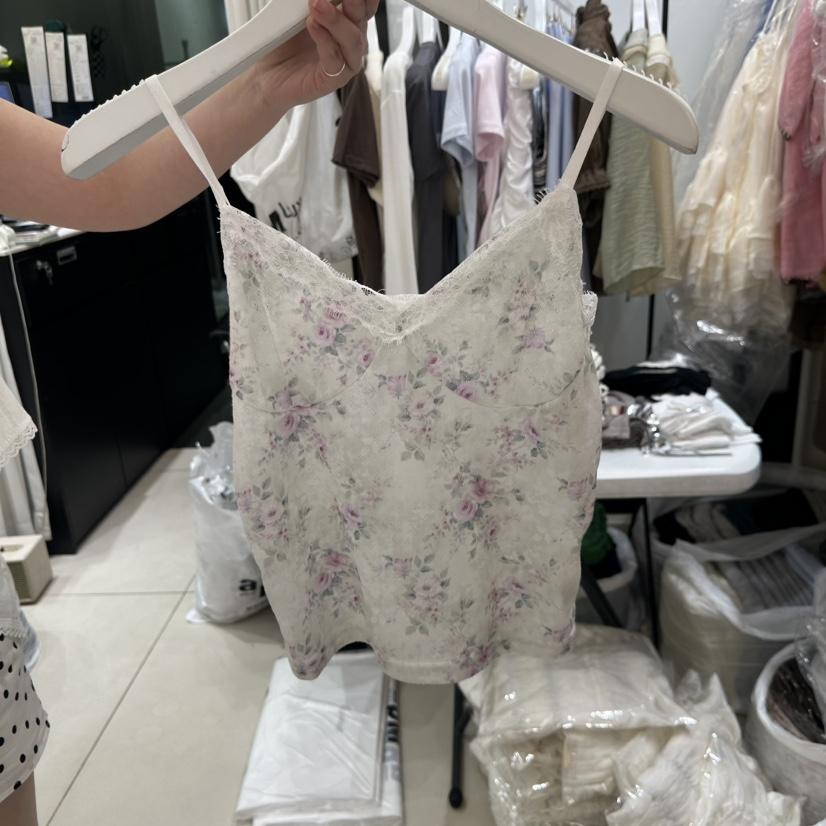 EGG IS東大門實拍韓國女士新款推薦吊帶背心不含項鏈花朵無袖EGG IS吊帶/背心