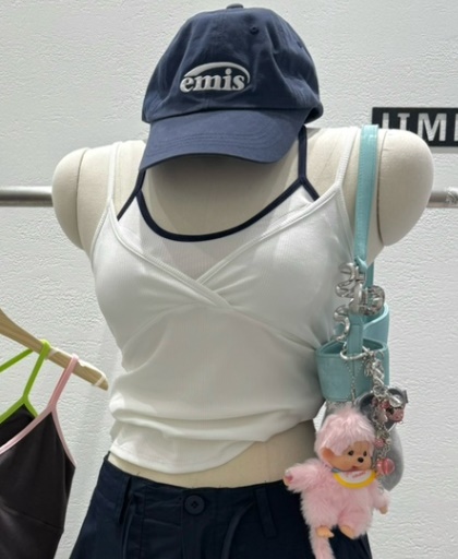 JIMMY東大門實拍女士新品人氣職業推薦熱賣吊帶背心撞色無袖JIMMY/REMAKE吊帶/背心