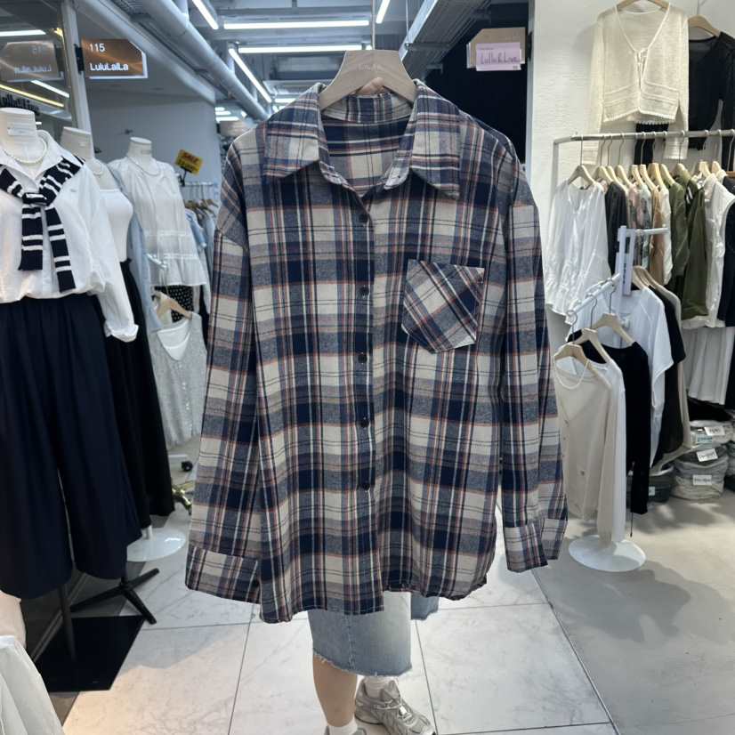 FLYFLY/LULULALLA/LIVE韓國直郵女裝新品休閑襯衫蕾絲衫格子FLYFLY/LULULALLA/LIVE襯衫/蕾絲衫