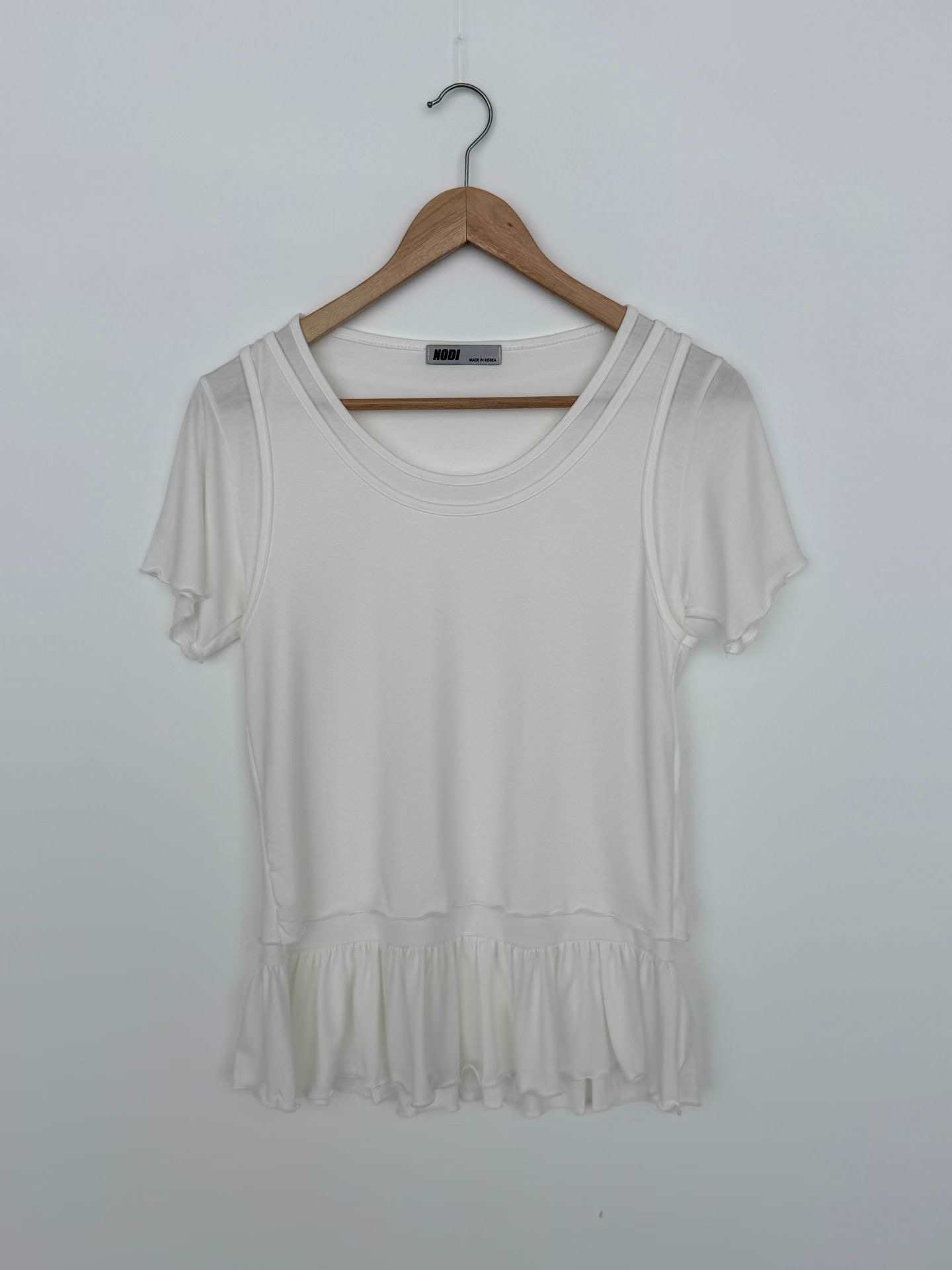 DOTNODI（無品牌標）/HIGH COLOR/NODI韓國代購女士新款休閑T恤褶邊層疊DOTNODI（無品牌標）/HIGH COLOR/NODIT恤