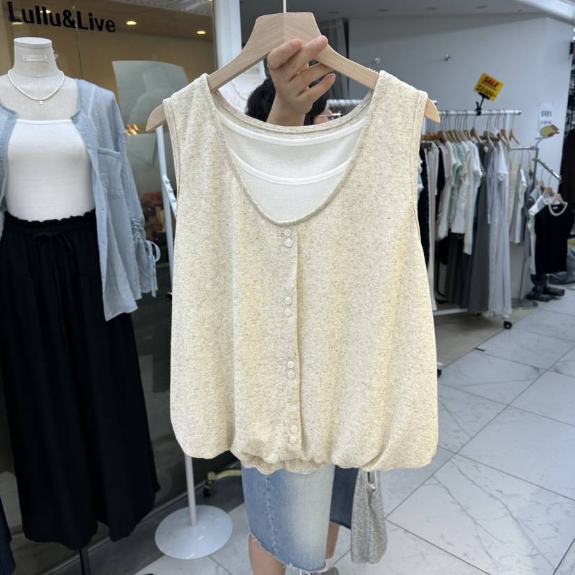 FLYFLY/LULULALLA/LIVE韓國代購女士新款熱賣吊帶背心假兩件FLYFLY/LULULALLA/LIVE吊帶/背心