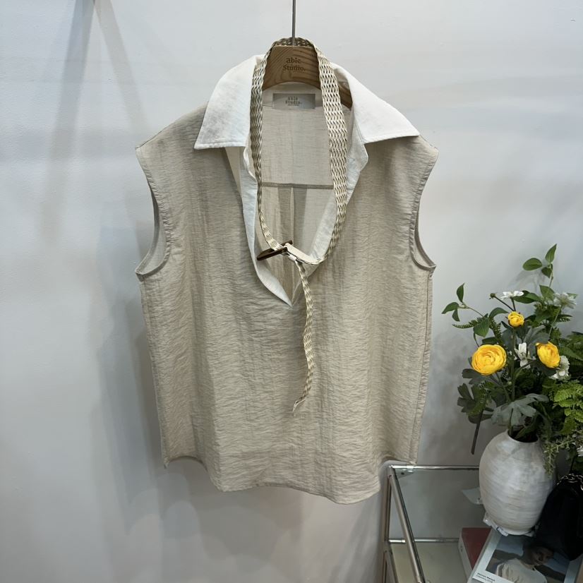 ABLESTUDIO東大門代購女士新款推薦襯衫蕾絲衫含腰帶亞麻ABLESTUDIO襯衫/蕾絲衫