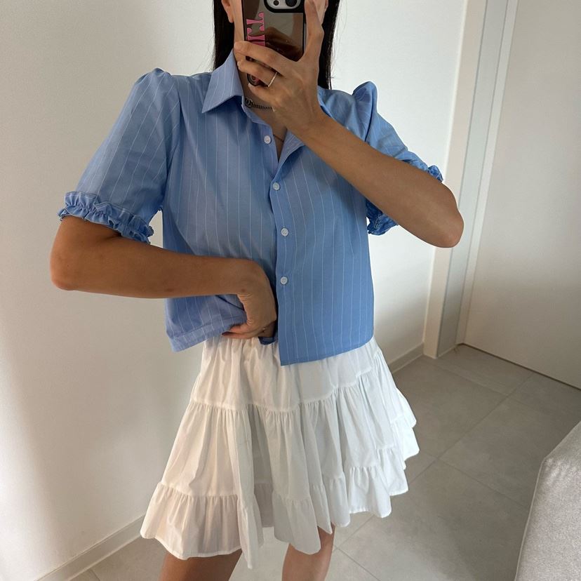 SOUIT韓國直郵女裝新款推薦休閑熱賣時尚人氣襯衫蕾絲衫波紋SOUIT by mabel-L襯衫/蕾絲衫