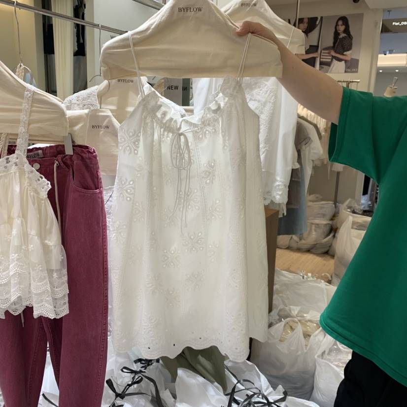 BY FLOW韓國直郵女裝新品休閑熱賣26夏季時尚連衣裙OPS褶邊BY FLOW連衣裙