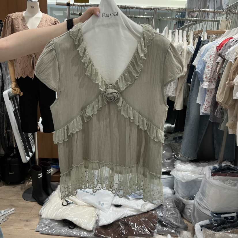 OGI韓國直郵女裝新品人氣休閑26夏季熱賣推薦時尚襯衫蕾絲衫FLat OGI襯衫/蕾絲衫