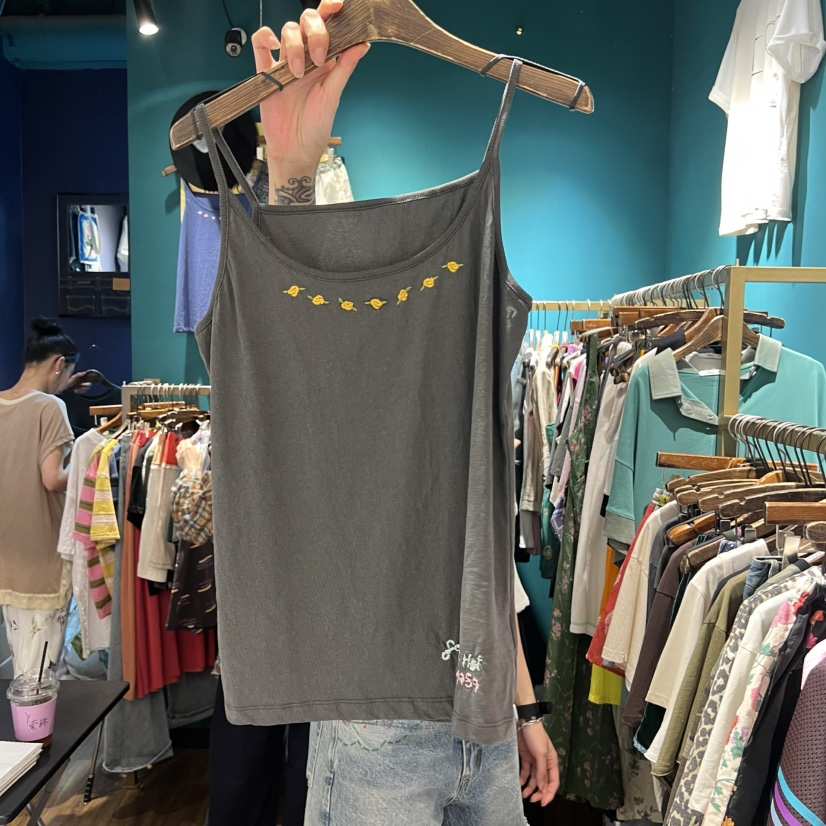 MERCI LINDA東大門直郵女士新品休閑真品吊帶背心刺繡無袖MERCI LINDA吊帶/背心
