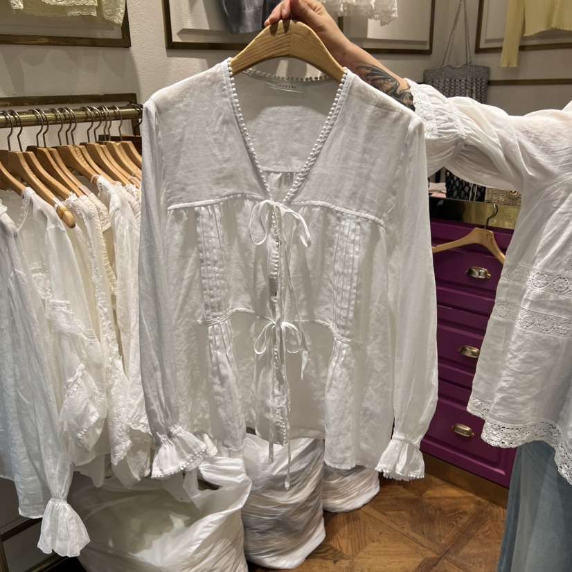 LAUNDRY東大門代購女裝新品時尚真品推薦26夏季襯衫蕾絲衫V領LAUNDRY襯衫/蕾絲衫