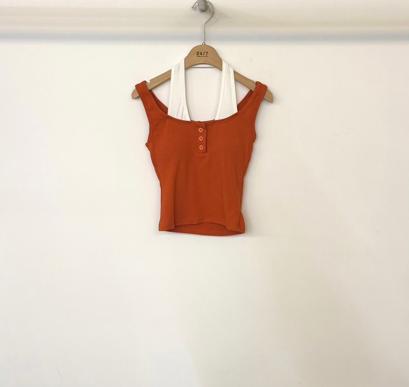TWENTY FOUR SEVEN24-7東大門代購女裝新品26夏季吊帶背心假兩件TEWNTY FOUR SEVEN24-7吊帶/背心