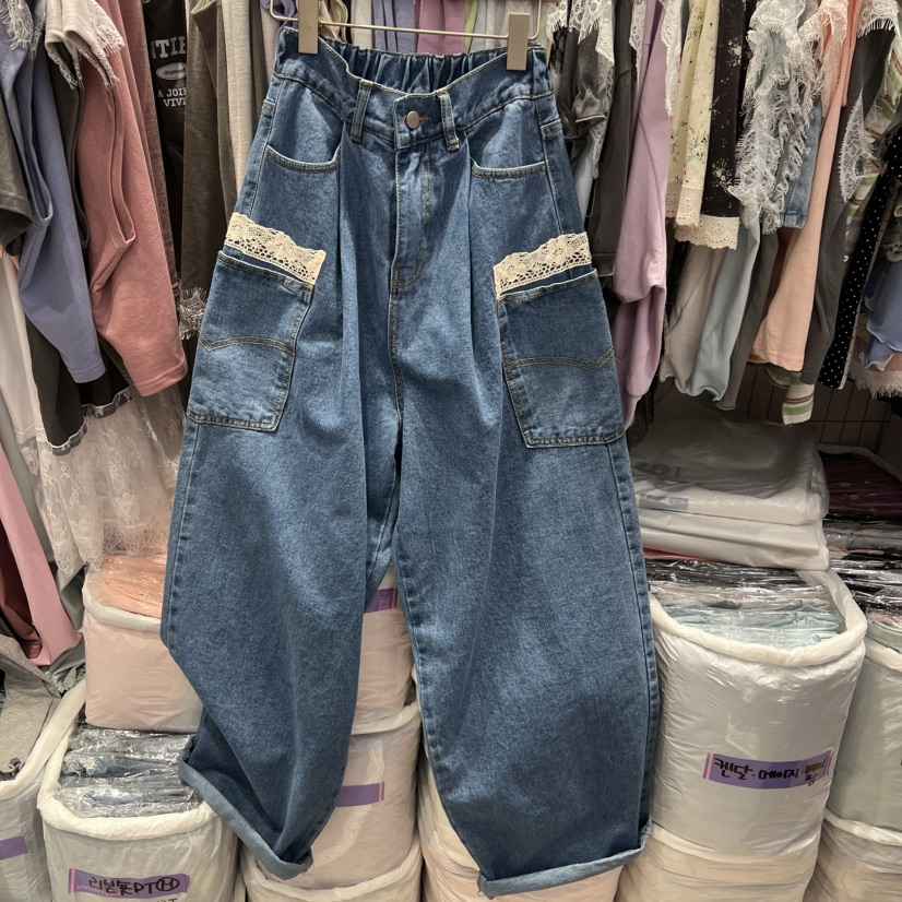 MARI CO東大門代購女裝新品時尚休閑真品牛仔褲口袋刺繡MARI CO牛仔褲