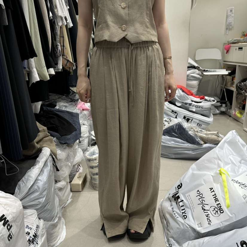 AT THE END東大門實拍女士新款26夏季時尚人氣休閑褲亞麻AT THE END休閑褲