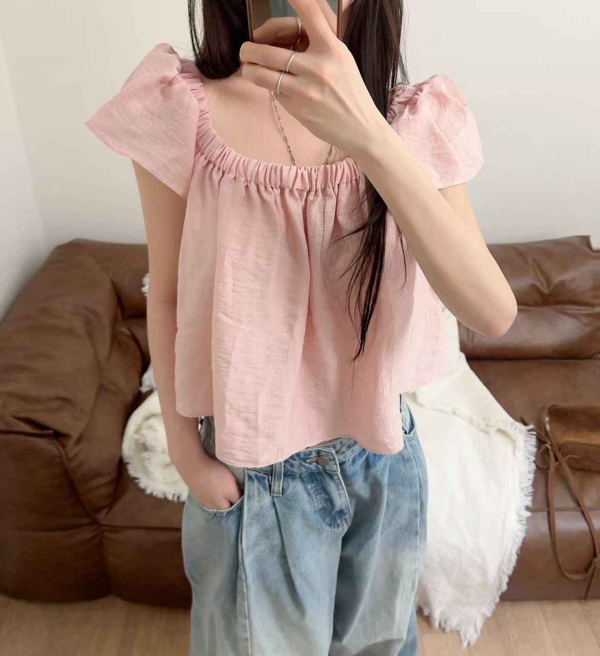 KITSCH東大門代購女士新款時尚人氣真品26夏季襯衫蕾絲衫KITSCH襯衫/蕾絲衫