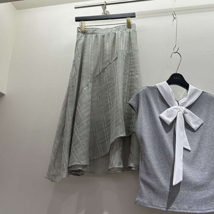 BIKINI東大門代購女裝新品推薦真品休閑熱賣長裙格子透明BIKINI長裙