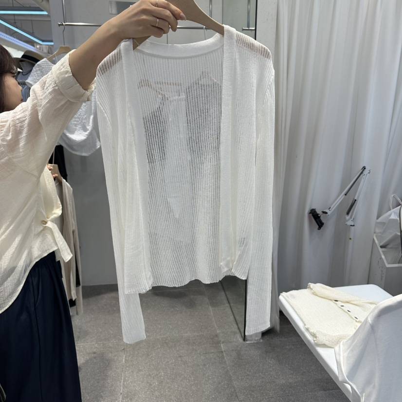 ELAN東大門實拍女裝新品時尚26春夏人氣推薦針織衫透視開衫ELAN針織衫
