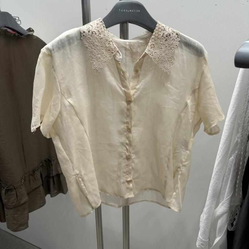 TARABY MOTION東大門實拍女裝新品26春夏襯衫蕾絲衫亞麻布TARABY MOTION襯衫/蕾絲衫