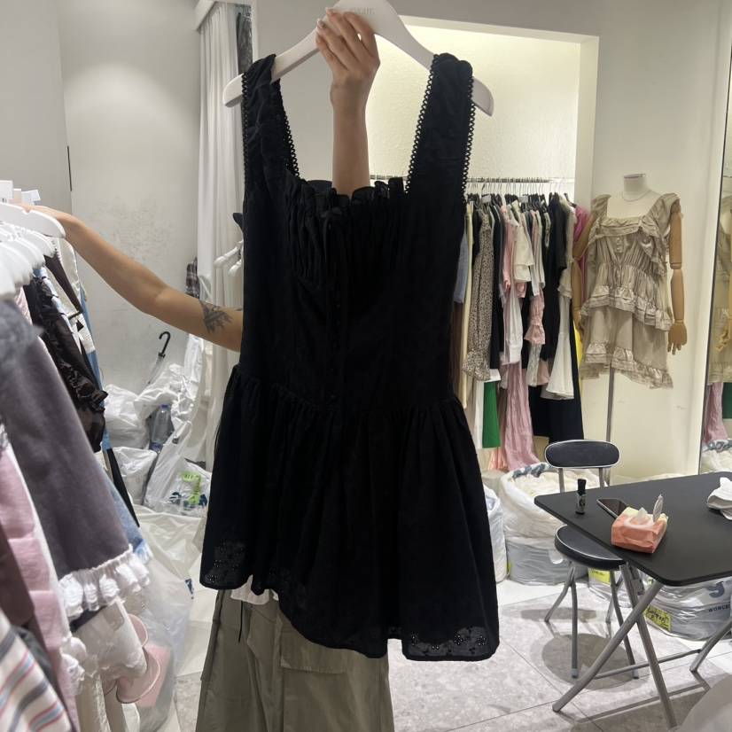 TYCHE東大門代購女士新品時尚休閑職業推薦連衣裙褶裥無袖TYCHE連衣裙