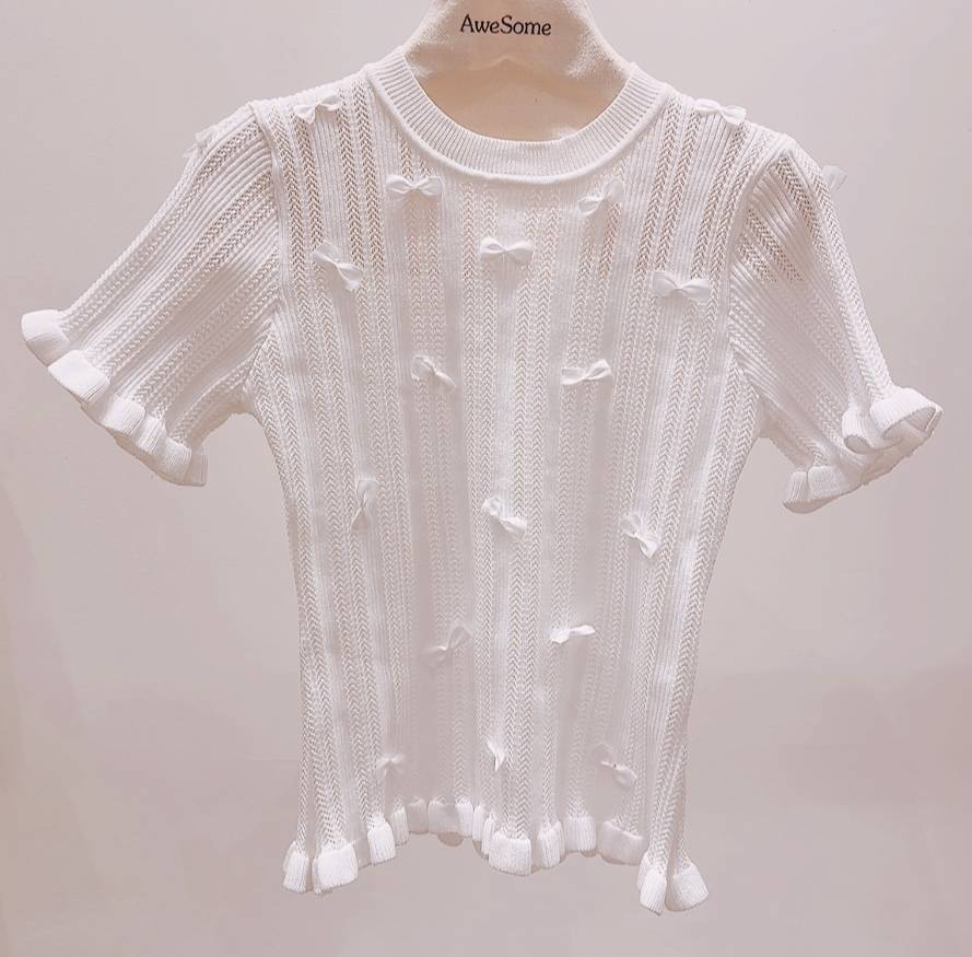 AWESOME-P東大門直郵女裝新品休閑時尚26春夏推薦T恤絲帶AWESOME-PT恤
