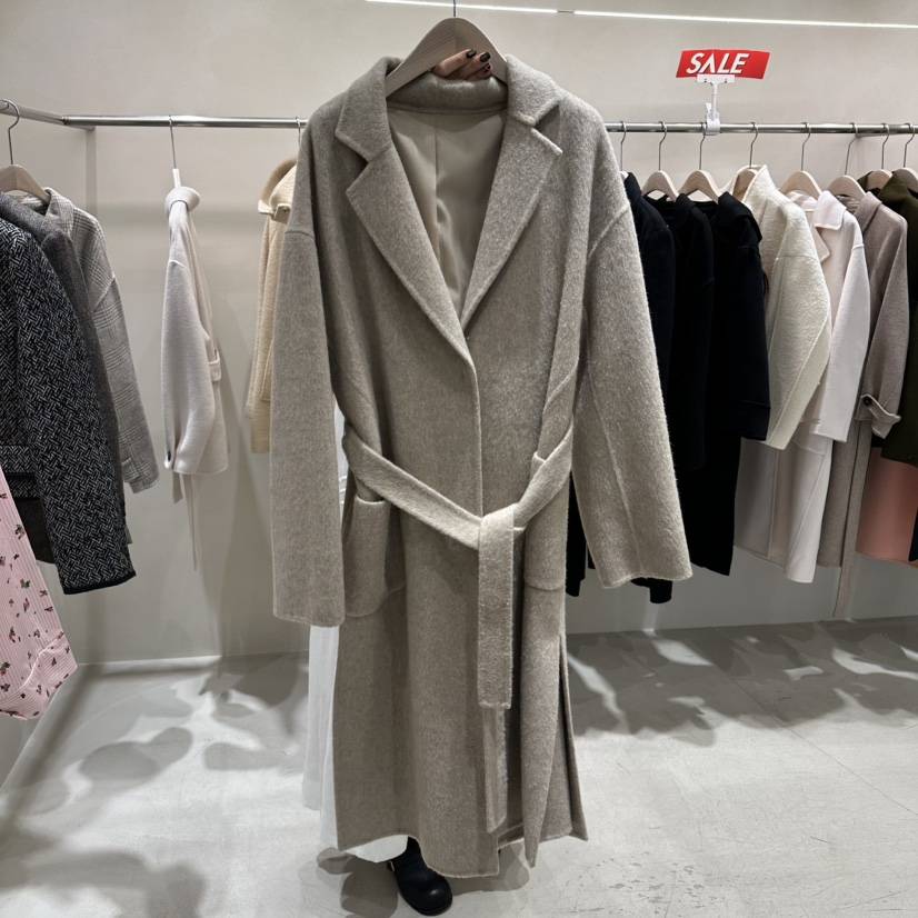 Color B東大門直郵女士新品時尚26春夏中長款大衣含腰帶Color B中長款大衣