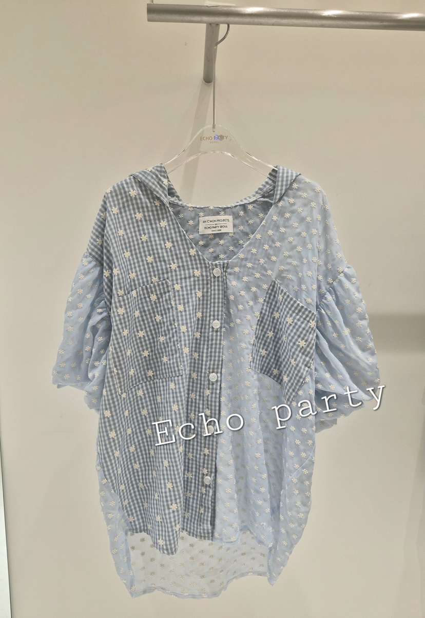 ECHOPARTY韓國代購女士新品26春夏真品熱賣襯衫蕾絲衫連帽衫ECHOPARTY襯衫/蕾絲衫