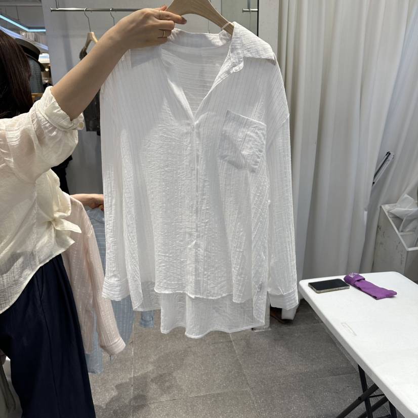 ELAN東大門實拍女士新品休閑真品26春夏人氣襯衫蕾絲衫絲帶ELAN襯衫/蕾絲衫