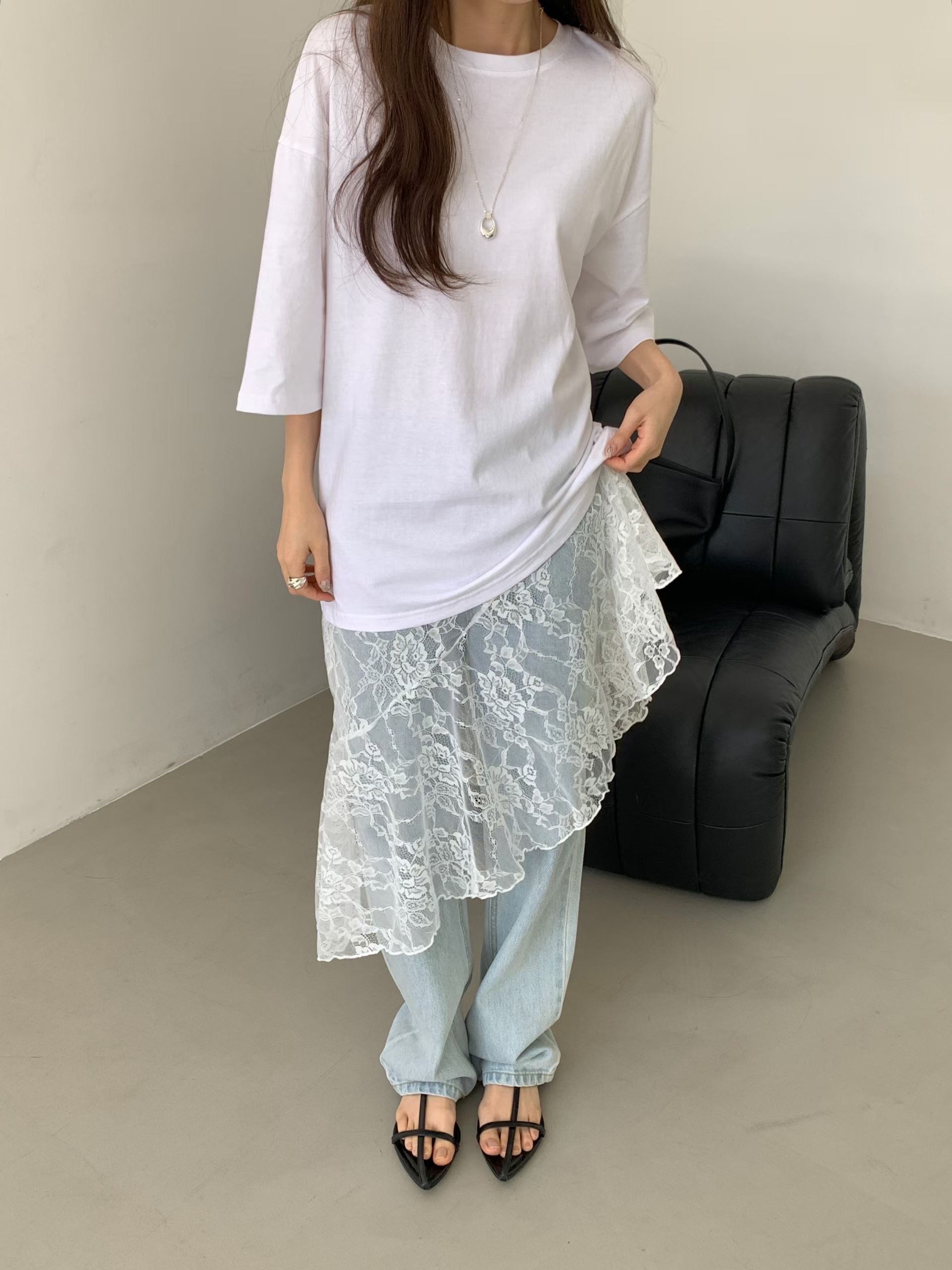 BABY SALON韓國代購女士新款真品推薦26夏季連衣裙撞色蕾絲BABY SALON連衣裙