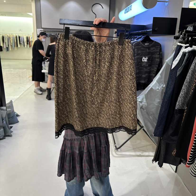 CREDITO東大門代購女士新品人氣休閑熱賣26夏季時尚短裙豹紋CREDITO短裙