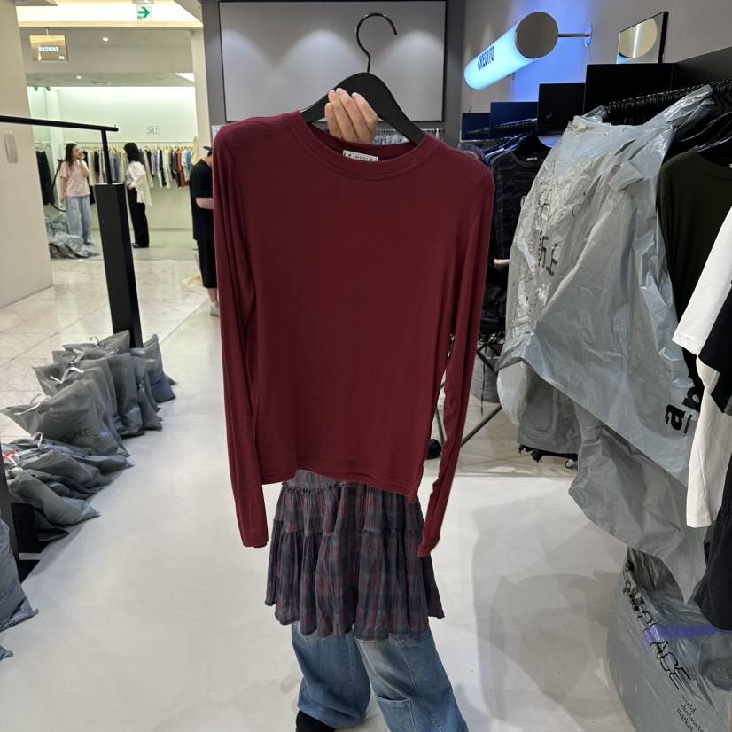 CREDITO韓國直郵女裝新品時尚休閑人氣26夏季熱賣長袖T恤CREDITO長袖T恤