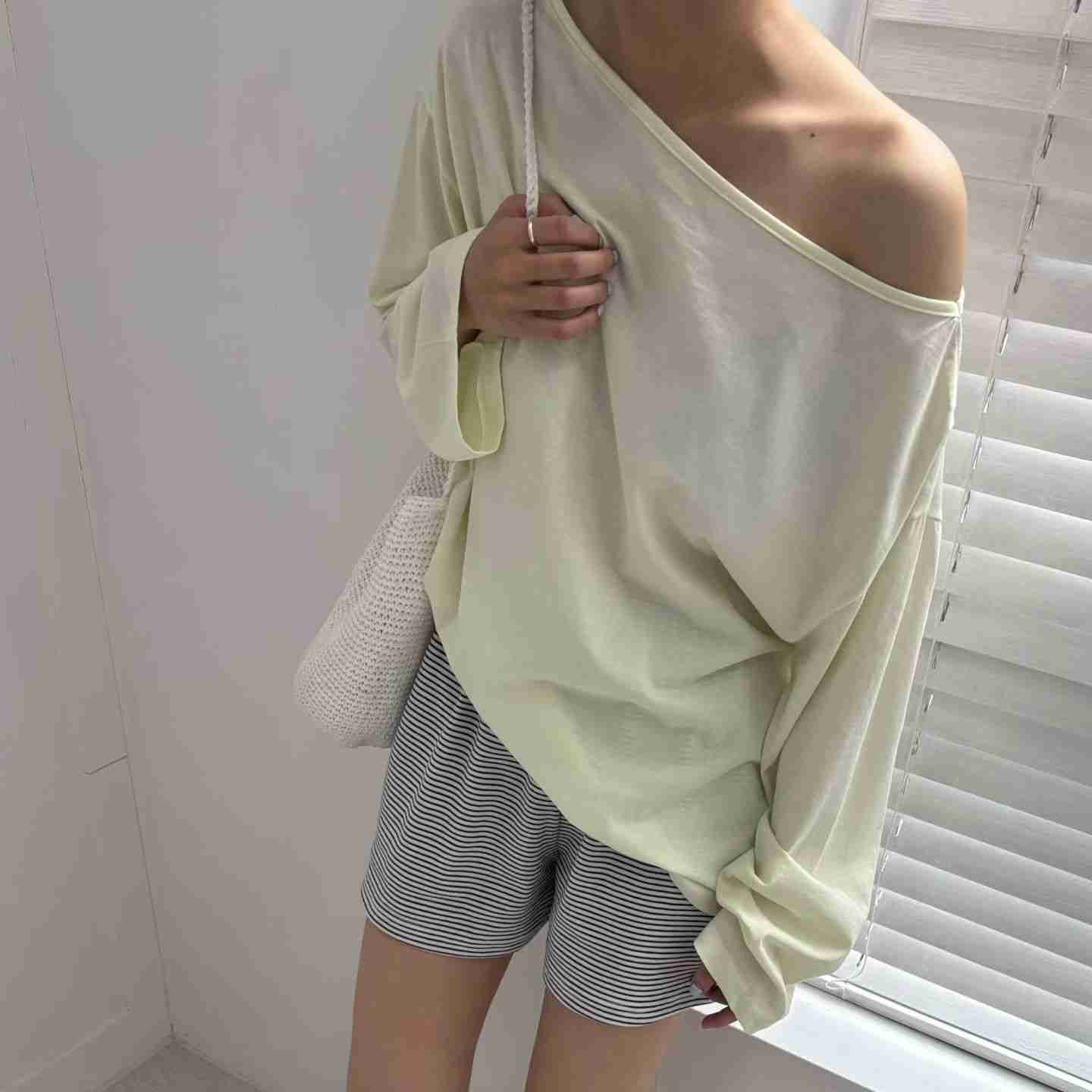 MINIMALGROUND/VIVAGLAM東大門代購女士新品時尚長袖T恤船領MINIMALGROUND/VIVAGLAM長袖T恤