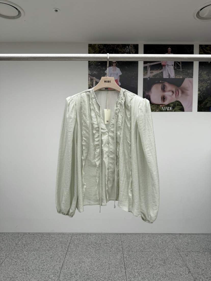 MADE-P韓國代購女裝新品職業人氣26春夏熱賣休閑襯衫蕾絲衫MADE-P襯衫/蕾絲衫