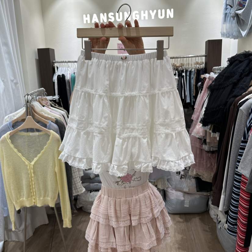 HANSUNGHYUN東大門代購女裝新品職業熱賣人氣短裙多層蕾絲HANSUNGHYUN短裙