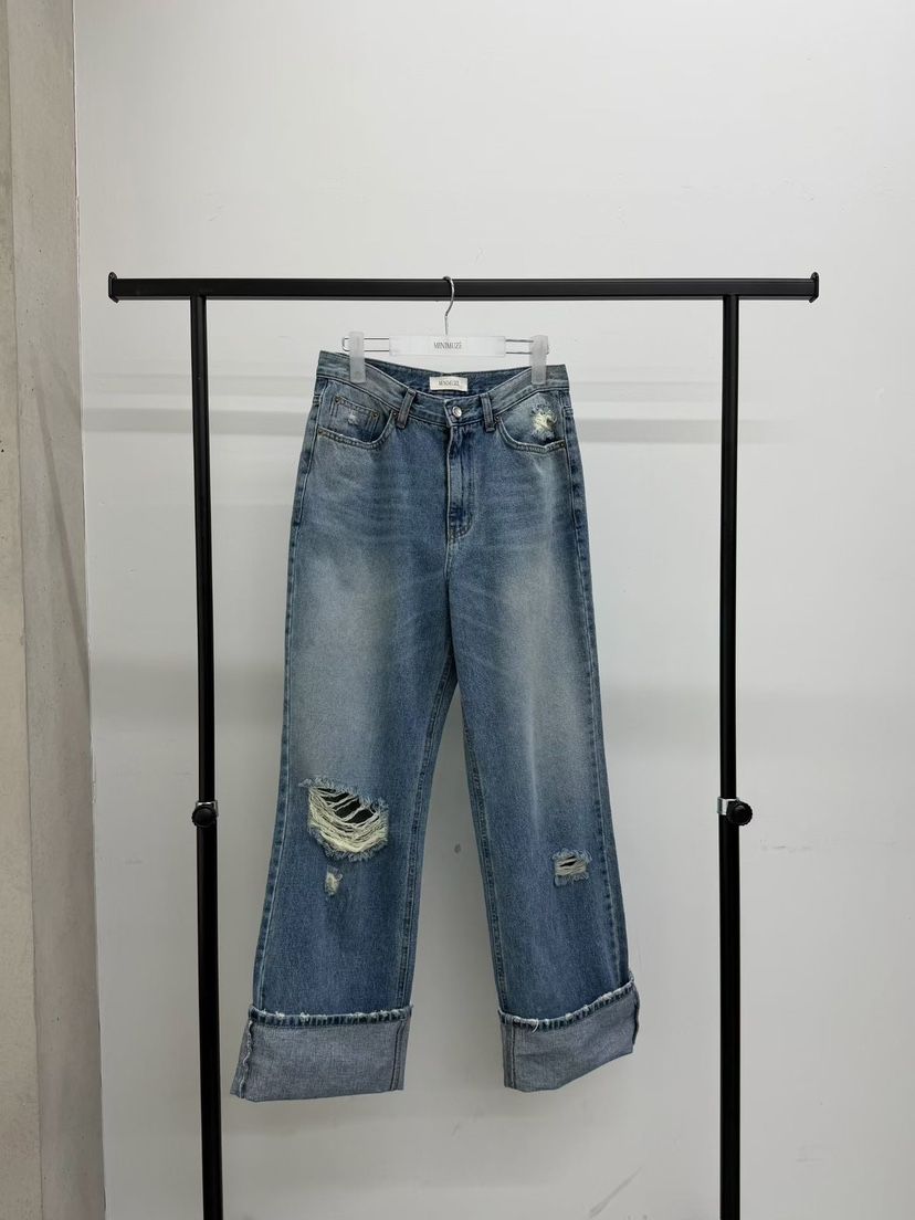 MINIMUZE韓國代購女裝新款26秋季真品熱賣職業牛仔褲做舊MINIMUZE牛仔褲