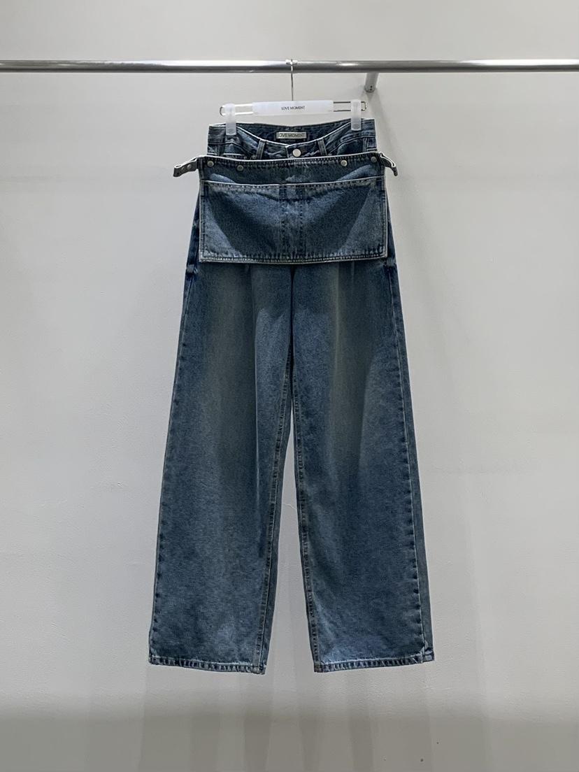 LOVE MOMENT東大門實拍女裝新品人氣真品推薦牛仔褲口袋LOVE MOMENT牛仔褲