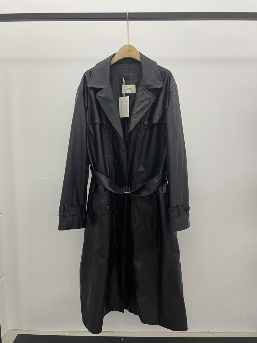 MOVENNE東大門代購女士新品26夏季推薦長款風衣含腰帶皮革MOVENNE長款風衣