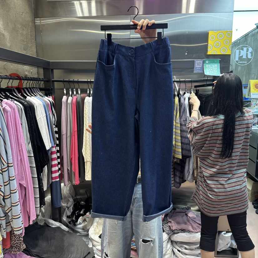 RUNWAY-런웨이韓國代購女士新品推薦熱賣休閑褲寬松牛仔RUNWAY-런웨이休閑褲