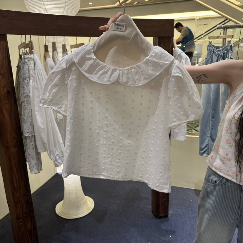 FURE韓國直郵女裝新品26夏季休閑推薦人氣襯衫蕾絲衫刺繡FURE襯衫/蕾絲衫