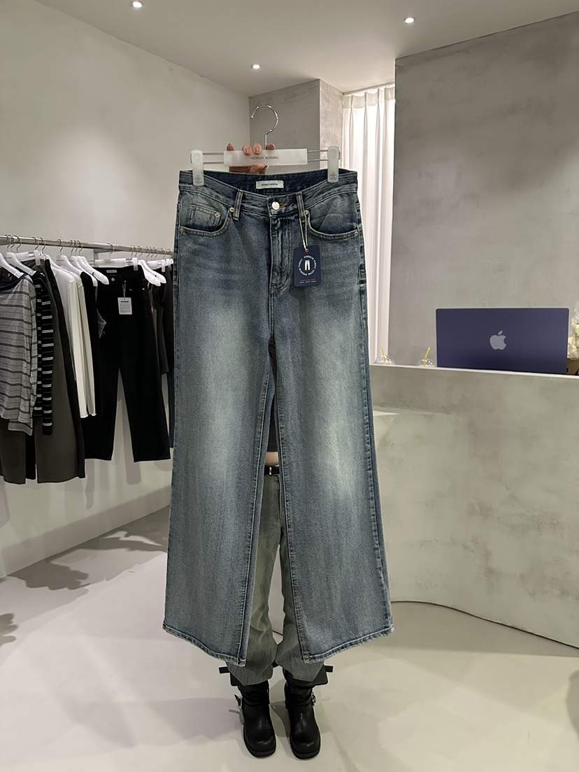 MONDAYMORING東大門實拍女士新品26夏季推薦時尚牛仔褲磨毛MONDAYMORING牛仔褲