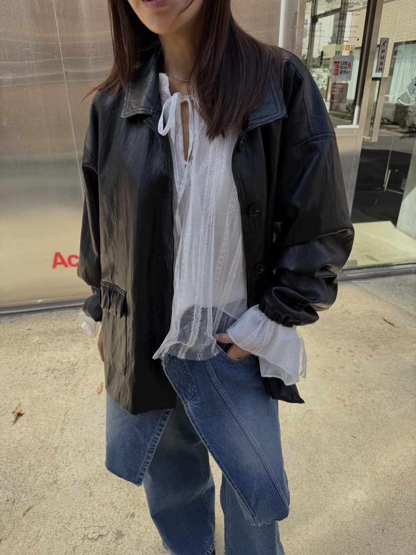 FRANC—L韓國代購女裝新款26夏季人氣時尚休閑真品皮衣皮革FRANC皮衣