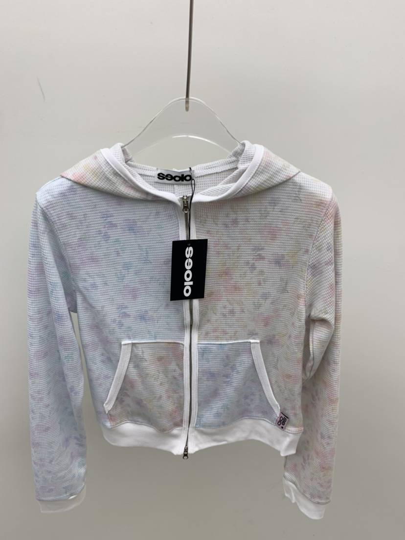 SEOLO韓國直郵女士新品推薦休閑衛衣華夫格連帽衫花朵撞色Seolo seoul衛衣