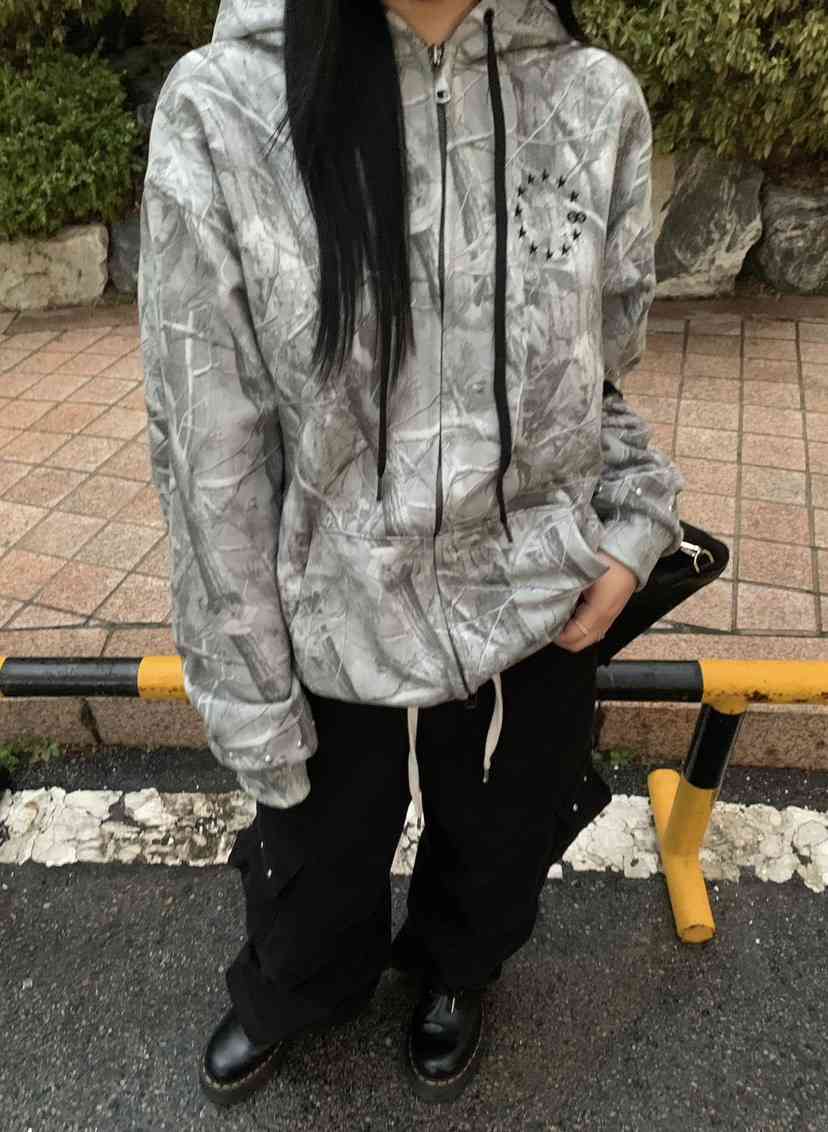 SEOLO韓國直郵女裝新款真品時尚人氣推薦夾克拉鏈連帽衫迷彩Seolo seoul夾克