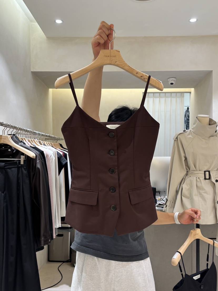 FOUREIGHT韓國直郵女士新品真品熱賣人氣26夏季吊帶背心紐扣FOUR EIGHT吊帶/背心