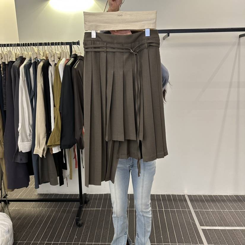 FIND-P東大門實拍女裝新款人氣休閑半身裙中短裙腰帶褶裥FIND-P半身裙/中短裙