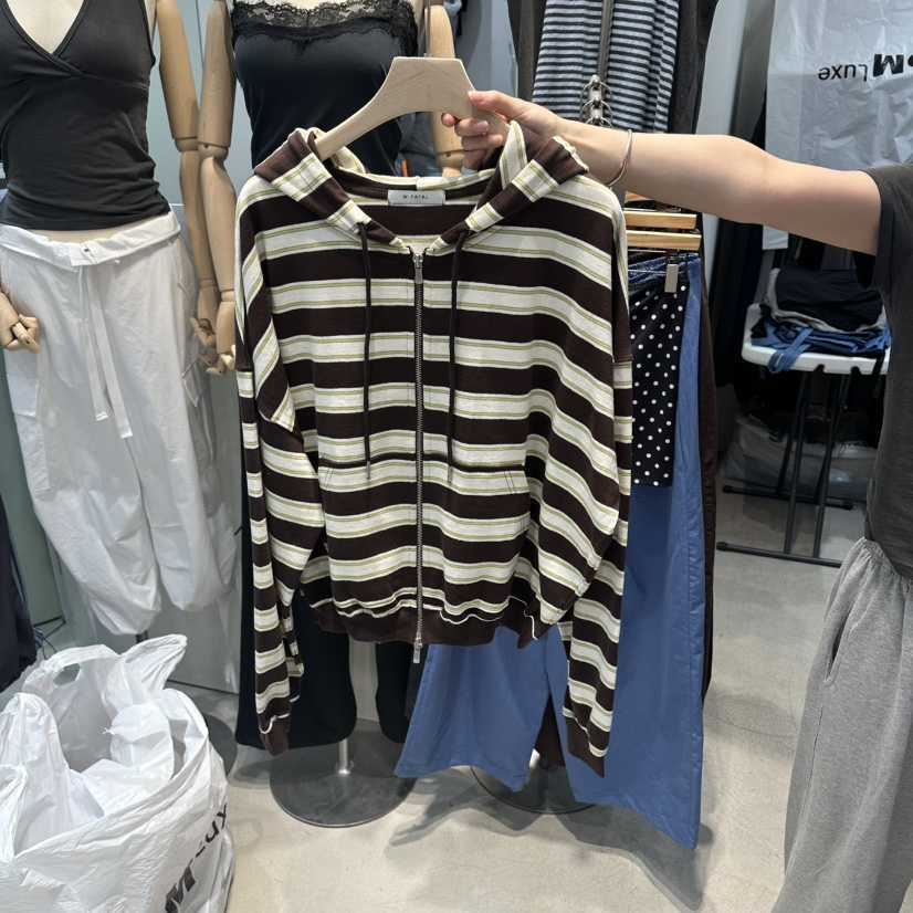 W.FATAL韓國代購女士新品人氣推薦休閑真品衛衣復古條紋W.FATAL衛衣