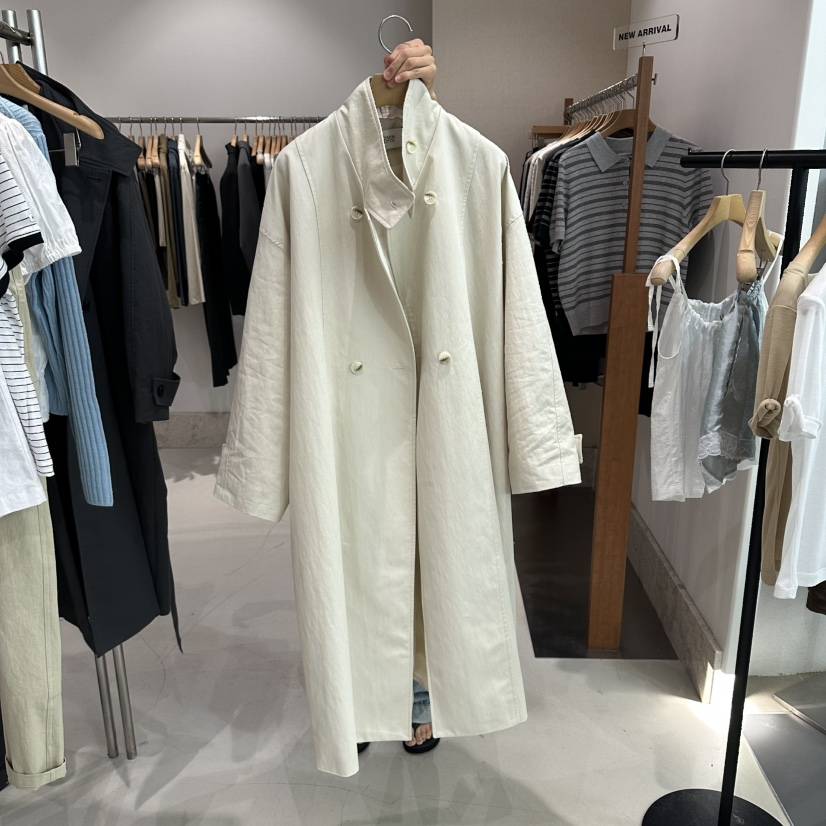ANDMORE BUTTON韓國直郵女士新款時尚真品長款風衣含腰帶ANDMORE BUTTON長款風衣