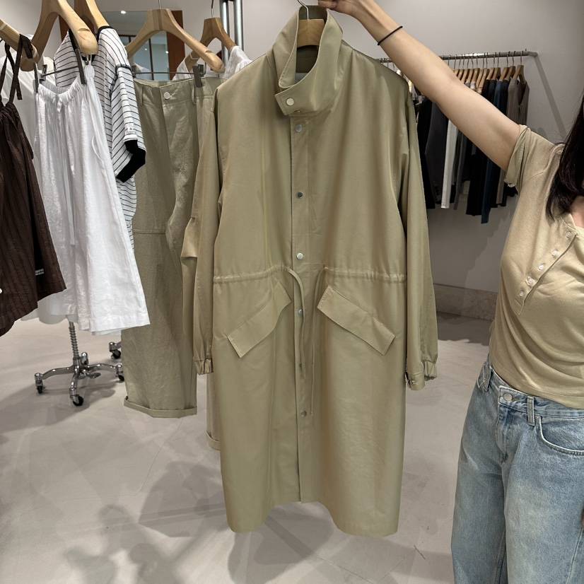 ANDMORE BUTTON東大門實拍女裝新品推薦真品休閑長款風衣ANDMORE BUTTON長款風衣