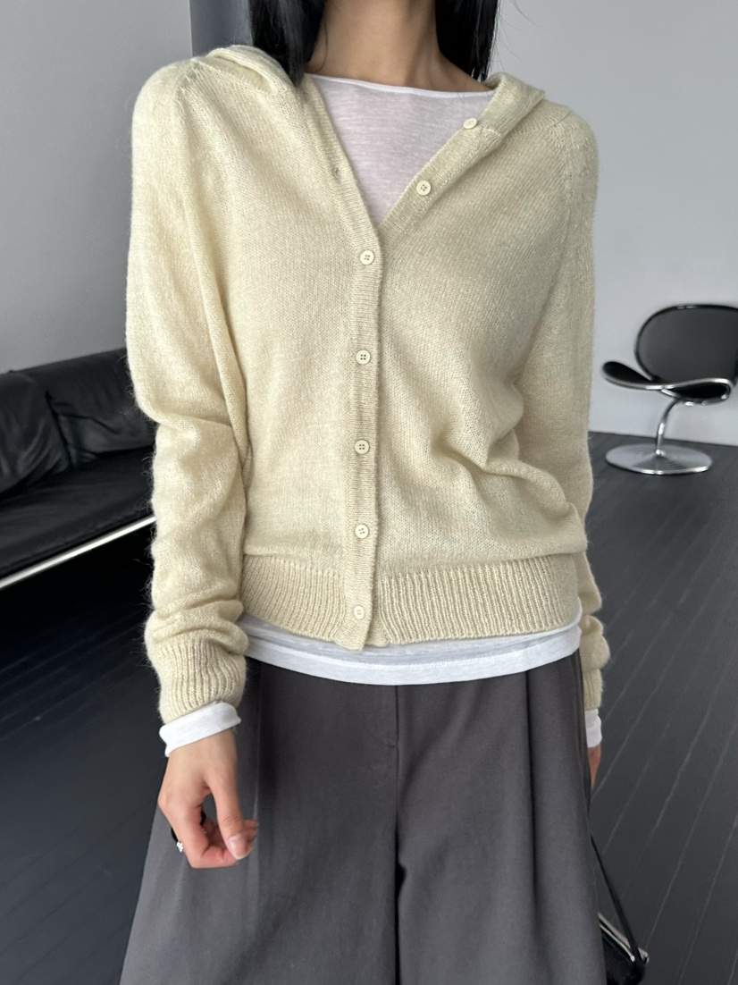 LE VASE東大門直郵女裝新款人氣26春夏針織衫馬海毛連帽LE VASE針織衫