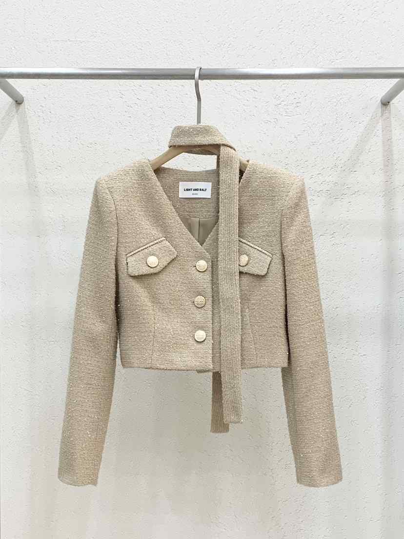 LIGHT AND SALT東大門代購女士新品真品夾克含圍巾系帶LIGHT AND SALT夾克