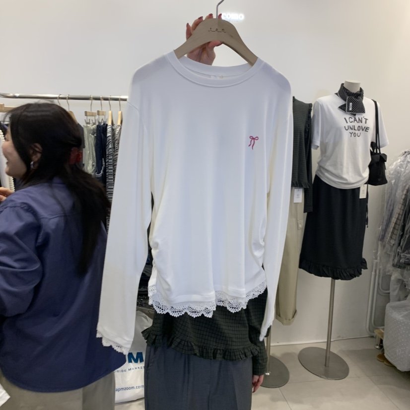 TAN&amp;COMO韓國代購女士新款26秋冬熱賣休閑長袖T恤絲帶tan-COMO長袖T恤